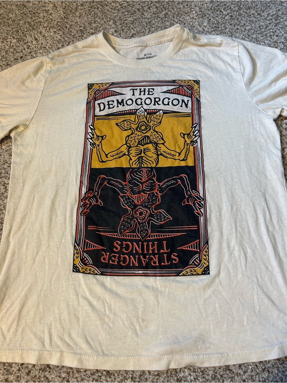 Stranger Things Ivory Graphic Tee Featuring Demogorgon Poster Art